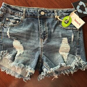 Net indigo rein distressed denim jean shorts size 11